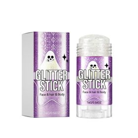 Glitter Makeup Stick (Bright White) Create Halloween Companion Makeup Easy To Apply No Flying Pink Sequins Fine Glitter Stick (Option: Default)