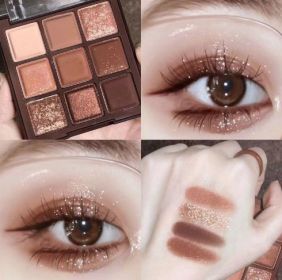 9 colors Shiny Eyeshadow Palette Matte Butter and Orange Brown Plate Earth-toned shimmering pearlescent  2025 new (Color: NEW style4--chocolate)